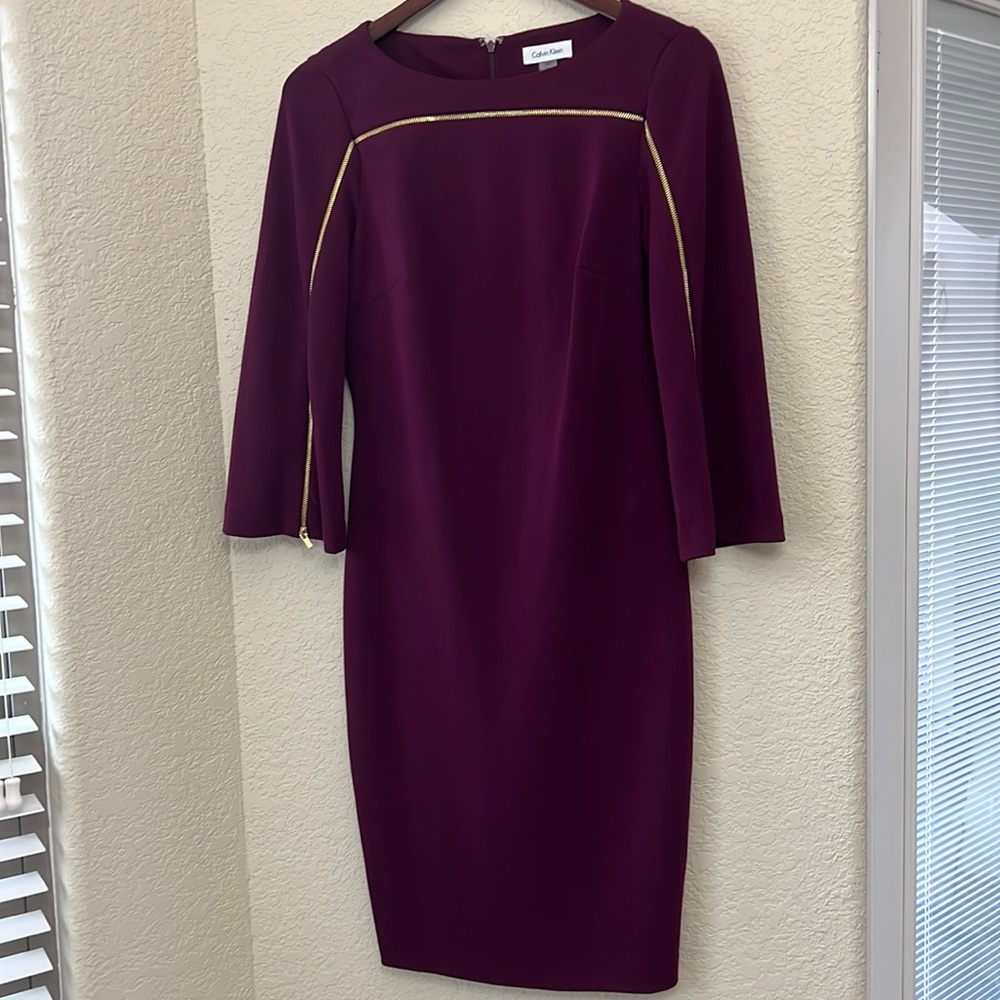 Calvin Klein Long Sleeve Burgundy dress Womens size 4
